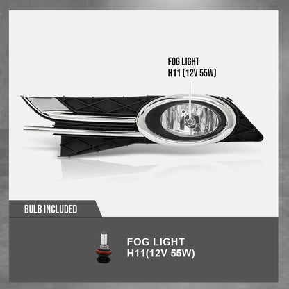 G-PLUS Clear Fog Light Lamps Pair+Black Fog Light Bezel Cover+Switch Compatible with Honda Odyssey 2014 2015 2016 2017 HO2592137, HO2593137