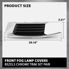 G-PLUS Fog Light Covers 2PCS for Cadillac XTS 2018-2019 Chrome Black Side View