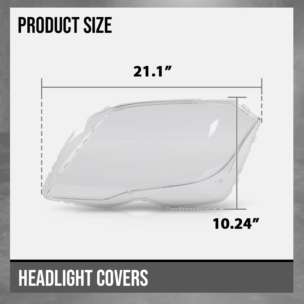 G-PLUS Headlight Lens Cover Compatible with Benz GLK X204 GLK250 GLK280 GLK300 GLK350 2013 2014 2015 Left & Right Front Headlamp Lens Cover Clear