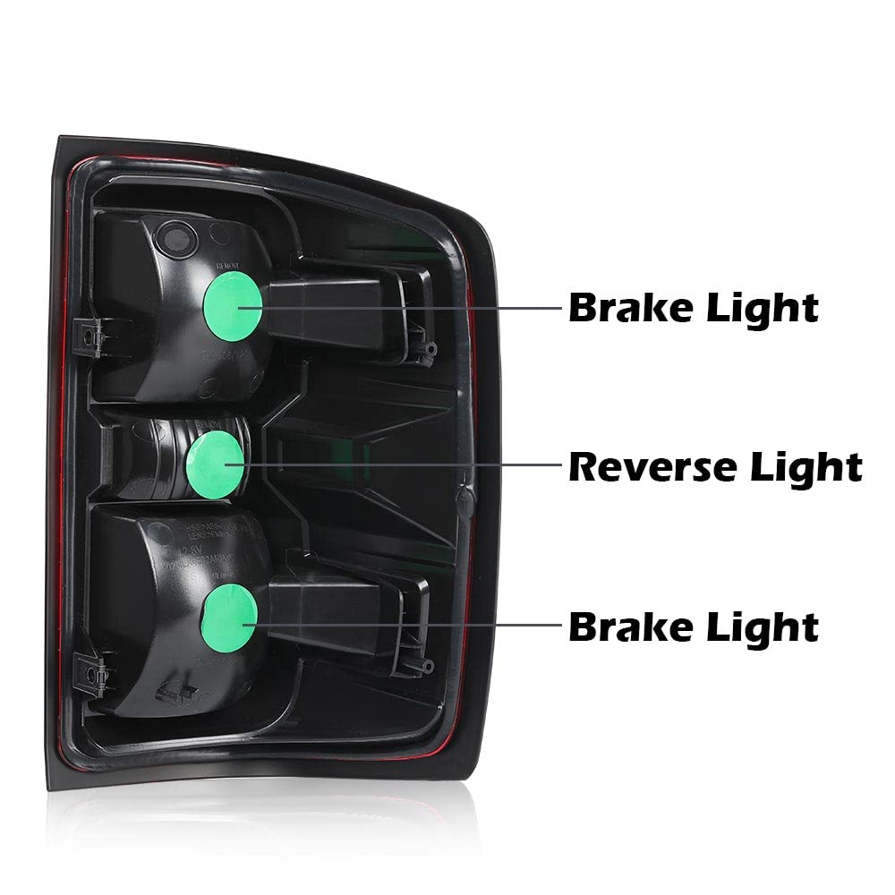 G-PLUS Tail Lights Assembly W/o Bulbs Red Lens Compatible with Chevy Silverado 2014-2019/Fit GMC Sierra 2015-2019 Tail Lamps Brake Lamp Driver Side Luces Traseras Rear Brake Lamps Assembly
