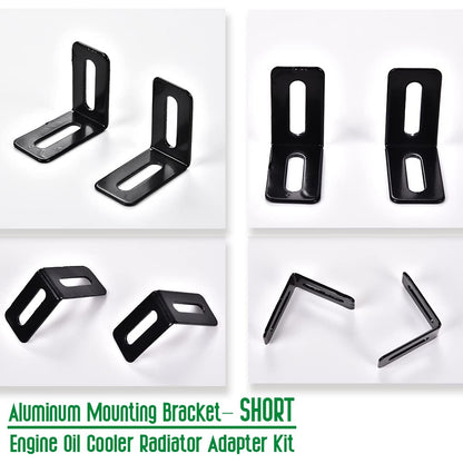 G-PLUS Universal Oil Cooler Radiator Adapter Kit Compatible With Universal 340MM Aluminum Engine Mounting Bracket Replacement (Short)