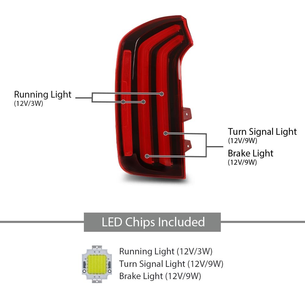 G-PLUS Rear LED Tail Light Assembly Brake Lamps Left Side Compatible with Kia Telluride EX SX 2020-2022 LED Model Only 92401S9100, KI2804165 Luces Traseras Rear Brake Lamps Assembly