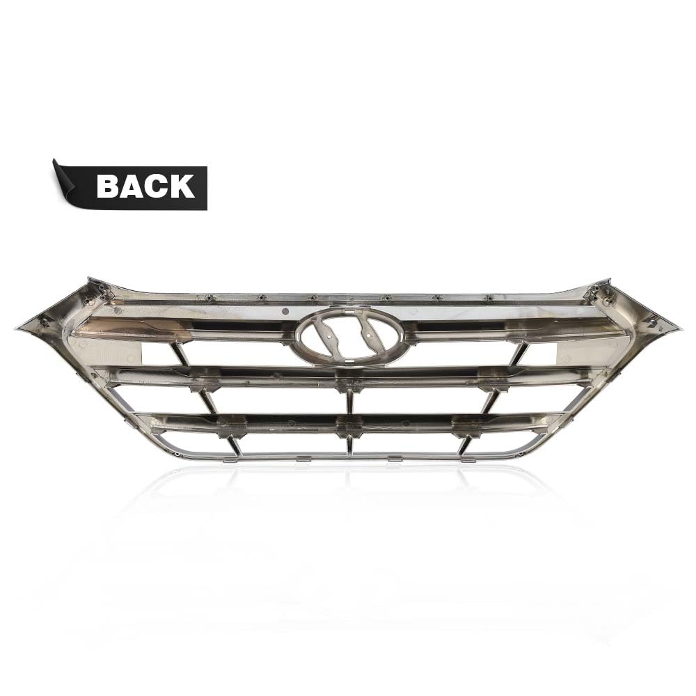 G-PLUS Front Upper Grille Grill Chrome Factory Style Compatible with Hyundai Tucson SE/ECO 2016-2018 HY1200189, 86350D3000RAM