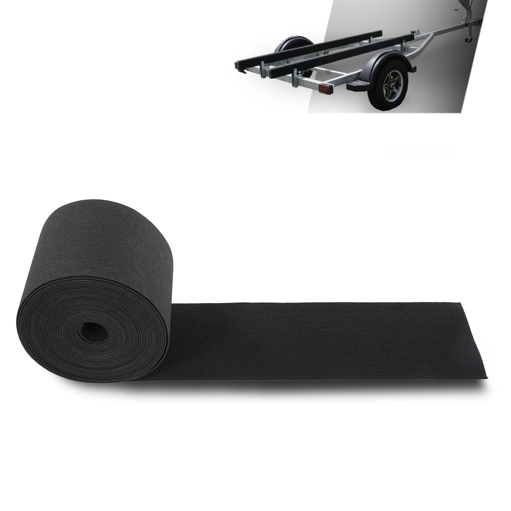 G-PLUS 12" x 75' Outdoor Ribbed Marine Carpet, Boat Trailer Bunk Carpet, Fit Boat Trailer Bunks Runner Docks Black
