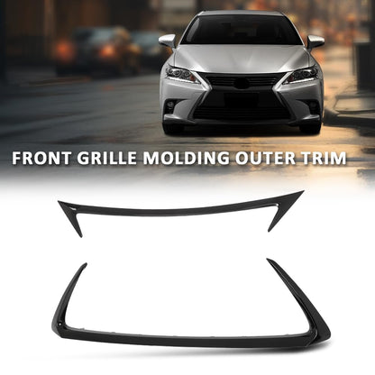 G-PLUS Front Grille Molding Outer Trim Set 2pcs Compatible with LX CT200H 2014-2017 Glossy Black