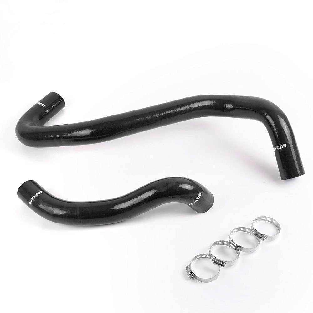 G-PLUS Silicone Coolant Hose Kit Clamps Upper & Lower Compatible With 2001-2004 Ford F250 F350 F450 F550 Super Duty,2PCS Black