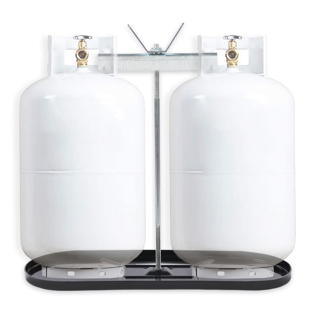 G-PLUS RV Propane Tank Mounting Kit Fit for Rv 20lb 30lb Lp Tanks Camper Travel Trailer Propane Tank Holder Dual RV Propane Tank Black