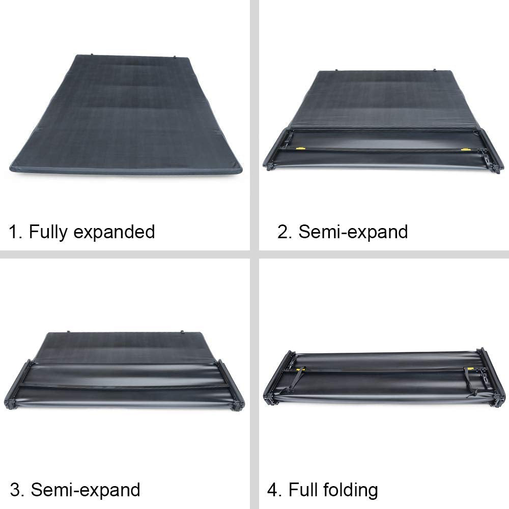 G-PLUS Four Fold Truck Bed Tonneau Cover Compatible with 2009-2021 Dodge Ram 5'7 or 5'8 Bed (No Ram Box)