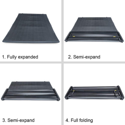 G-PLUS Black Soft Four Fold Truck Bed Tonneau Cover Compatible with 2007-2013 Chevy Silverado/GMC Sierra 1500 2500 HD | Fits 6.6' 6.6ft Bed