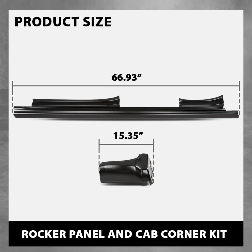 G-PLUS Rocker Panels & Cab Corner Kit 4PCS, Compatible with Chevy Silverado GMC Sierra Pickup 2014-2018 Double Cab