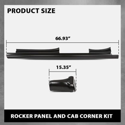 G-PLUS Rocker Panels & Cab Corner Kit 4PCS, Compatible with Chevy Silverado GMC Sierra Pickup 2014-2018 Double Cab