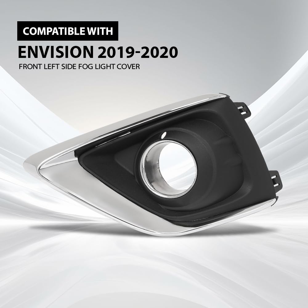 G-PLUS Fog Light Covers Front Driver Left Side Hand Compatible with Buick Envision (submodel: Base, Essence, Preferred, Premium, Premium II) 2019 2020 42489938, GM1038266 Chrome Black