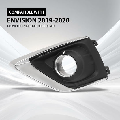 G-PLUS Fog Light Covers Front Driver Left Side Hand Compatible with Buick Envision (submodel: Base, Essence, Preferred, Premium, Premium II) 2019 2020 42489938, GM1038266 Chrome Black