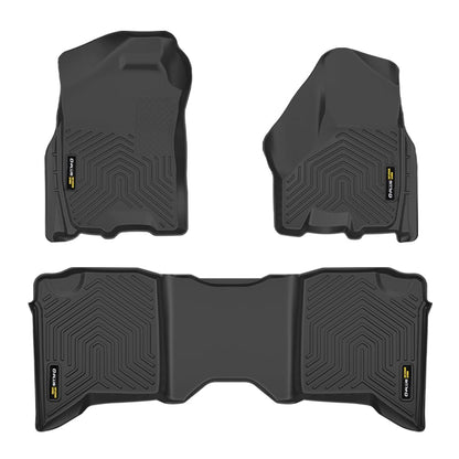 G-PLUS TPE 3PCS Cargo Liners Compatible with 2009-2018 Dodge Ram Crew Cab(NOT Fit Quad Cab & Tradesman),Cargo Liner All Weather Full Cover Protection 1st & 2nd Row Floor Liners Black Accessories Mats