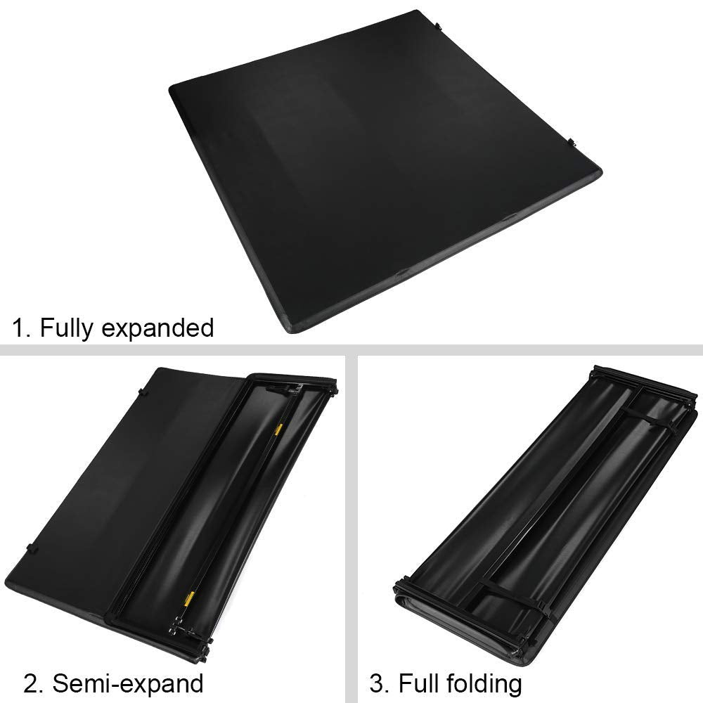 G-PLUS T3 Tri-Fold Truck Tonneau Cover Compatible with Nissan Titan 2004-2015 | Fleetside 5.5' Bed | Compatible with Models with or Without The Utili-Track System