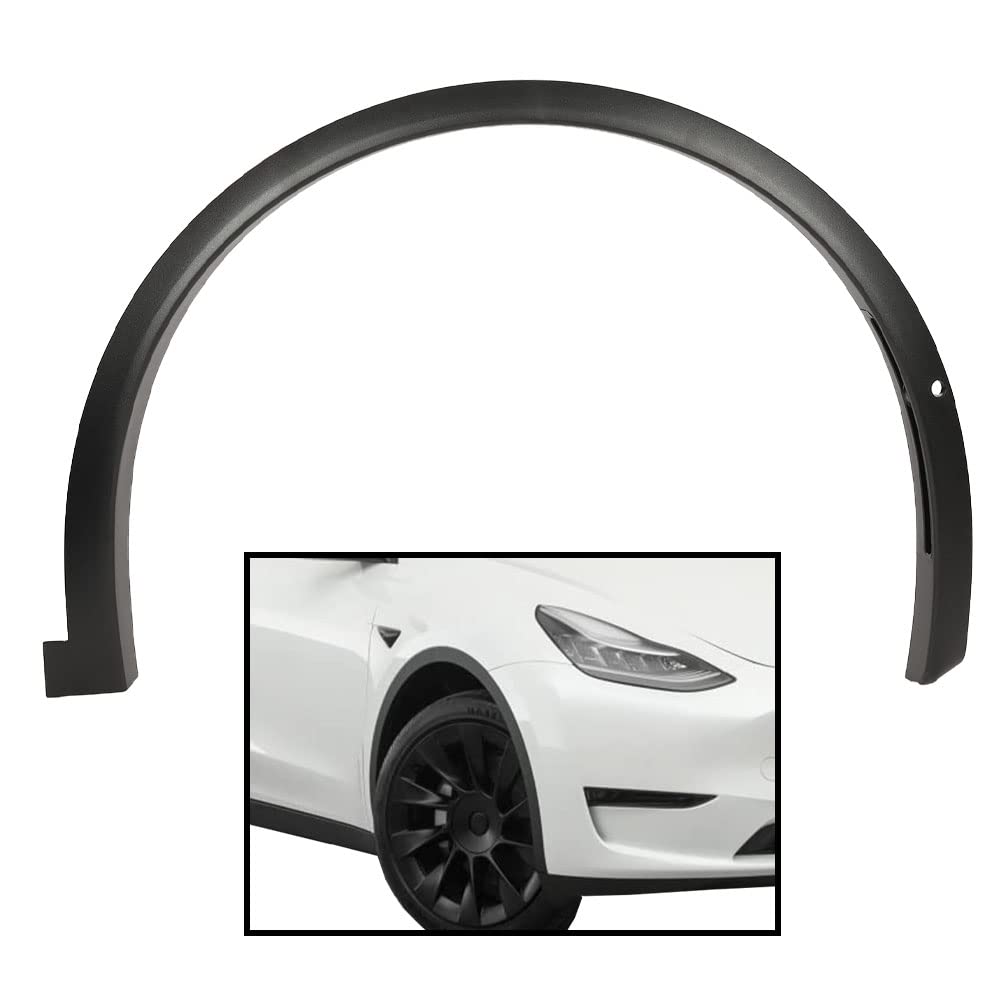 G-PLUS Front Right Passenger Side Fender Flares Compatible with Tesla Model X 2016-2021 FDF-SIV14SBA-PK-MP Wheel Opening Molding Arch Trim Black