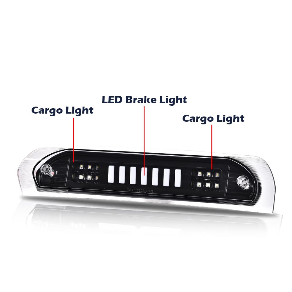 G-PLUS LED Third Brake Light Compatible With 2002-08 Dodge RAM 1500/2003-09 Dodge RAM 2500 3500 3RD LED Bar Brake/Cargo Lamp,Type I (Black Housing Clear Lens)