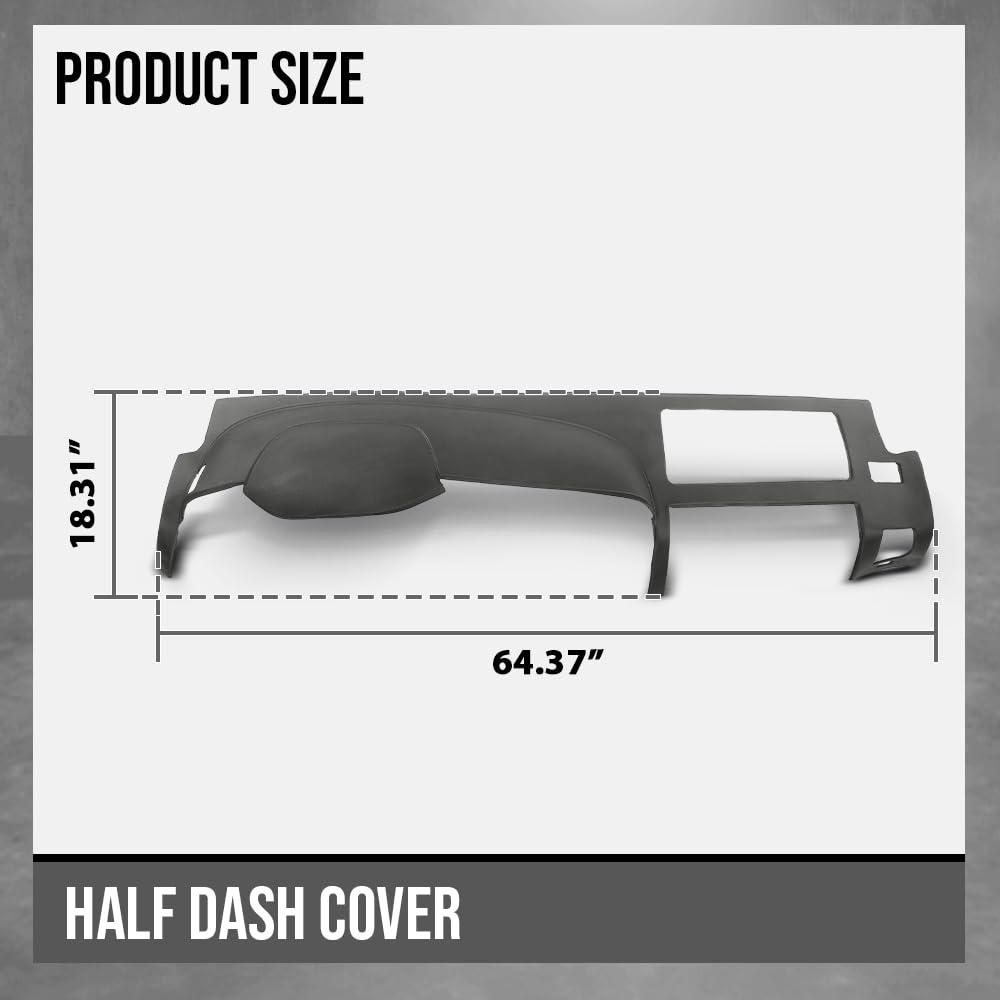 G-PLUS TPE Dash Cover Dashboard Compatible with Chevy Silverado 2007-2013 (LS, LT, or Work Truck ONLY), Fit GMC Sierra 2007-2013 (SL, SLE, or Work Truck ONLY), Fit Dual Glovebox Style Dashes Gray