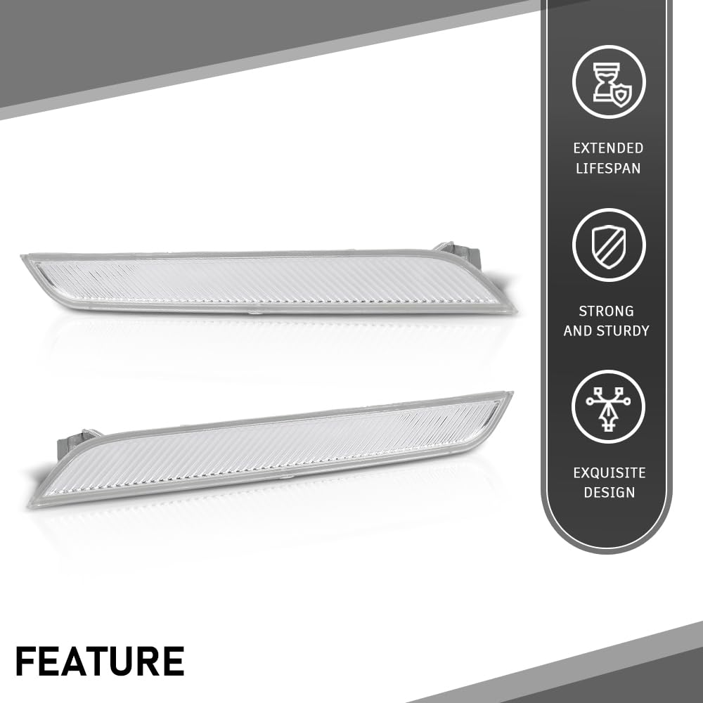 G-PLUS Pair Front Bumper Reflector Side Marker Lights, Compatible with BMW X6 E71 E72 2008-2014/ BMW X5M Only 2010-2013, LH Driver & RH Passenger Side 2PCS, White Lens, 63147187088, 63147187087