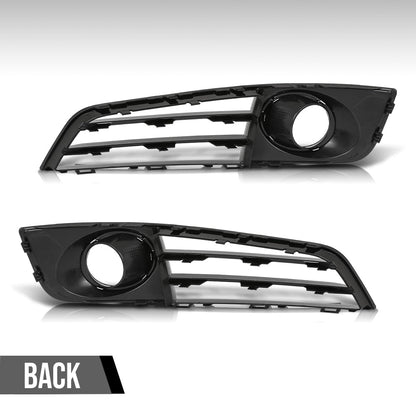 G-PLUS Front Bumper Grille Fog Light Cover Compatible with Audi A8 D4 2011 2012 2013 2014 4H0807679E, 4H0807680E Chrome Black