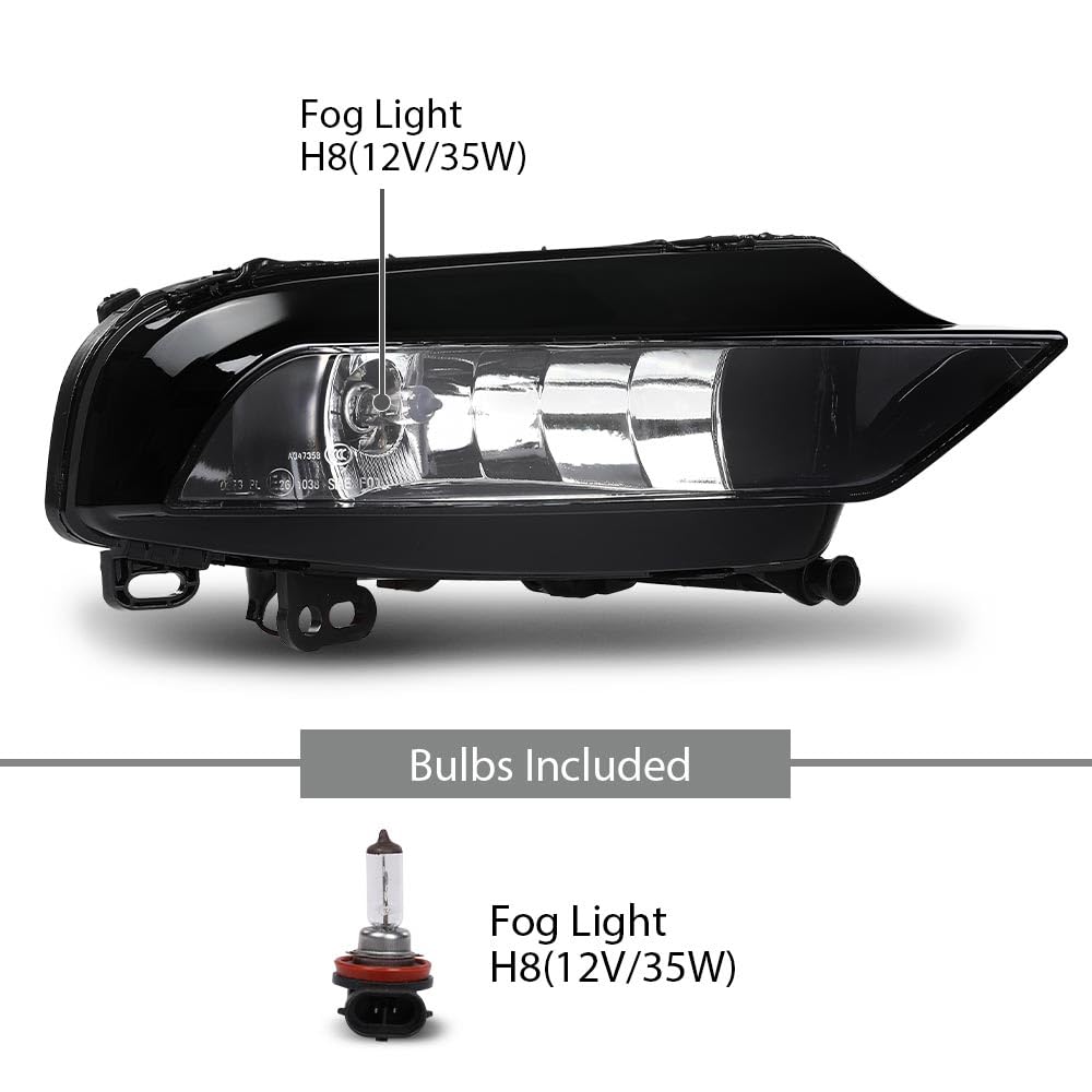 G-PLUS Fog Light Lamp Left Driver & Right Passenger Pair Compatible with Audi A3/ A3 Quattro 2015-2016 AU2592120, AU2593120, 8V0941699E, 8V0941699B, 8V0941700E, 8V0941700B 2PCS Black