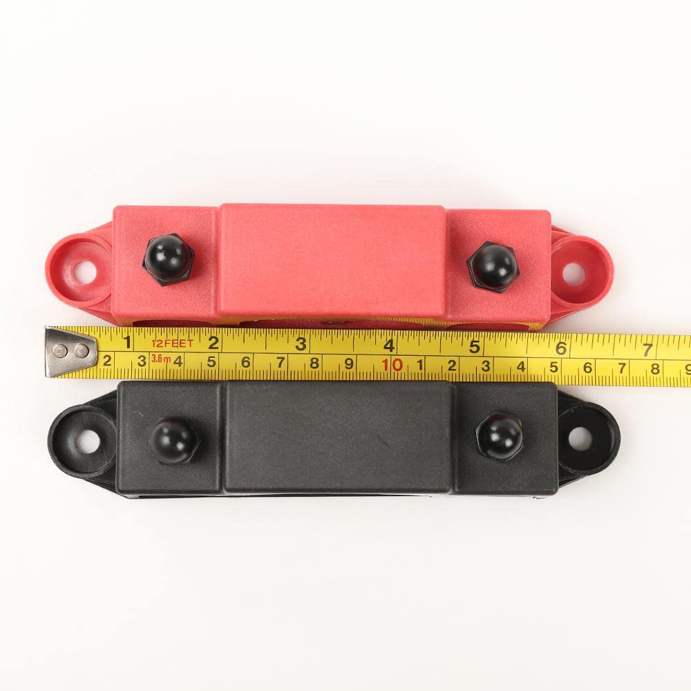 G-PLUS 4 Post Power Distribution Block Bus Bar with Cover, Busbar Power Battery Terminal Distribution Block 5/16" Posts 12V 250A, 4 Post Busbar Power Distribution Block Black & Red