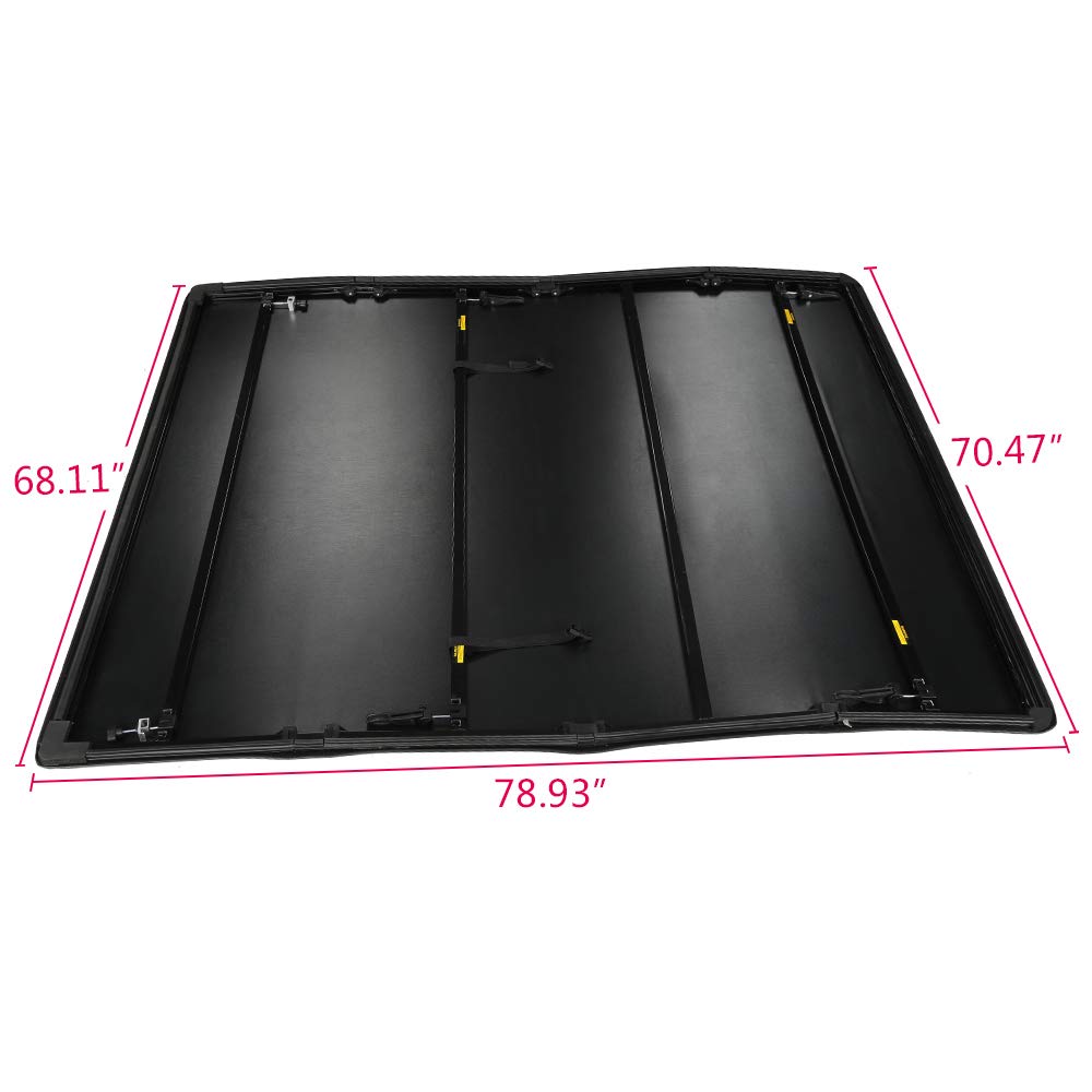 G-PLUS T4 Four-Fold Solid Truck Tonneau Cover Replacement for 2007-2013 Toyota Tundra | 6.5Ft Standard Short Bed | for Fleetside/Styleside Models Only | for Without Bed Rail System