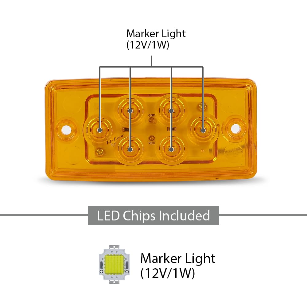 G-PLUS LED Front 5pcs Rectangle Cab Lights, Fit Freightliner Century/Columbiaor/Volvo Trucks, Amber Top Roof Running Cab Marker Light, Clearance & Indicator Lamp