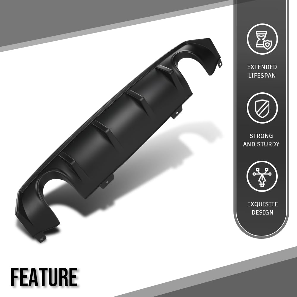 G-PLUS Rear Diffuser Compatible with Honda Civic 4-Door Sedan Only 2016 2017 2018 2019 2020 2021 Rear Bumper Diffuser Black