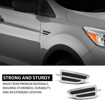G-PLUS Pair Fender Vent Insert Chrome Molding Trim, Compatible with Ford Escape 2013-2015, LH Driver & RH Passenger Side, CJ5Z16228AB, CJ5Z16228AA, FO1267100, FO1266100