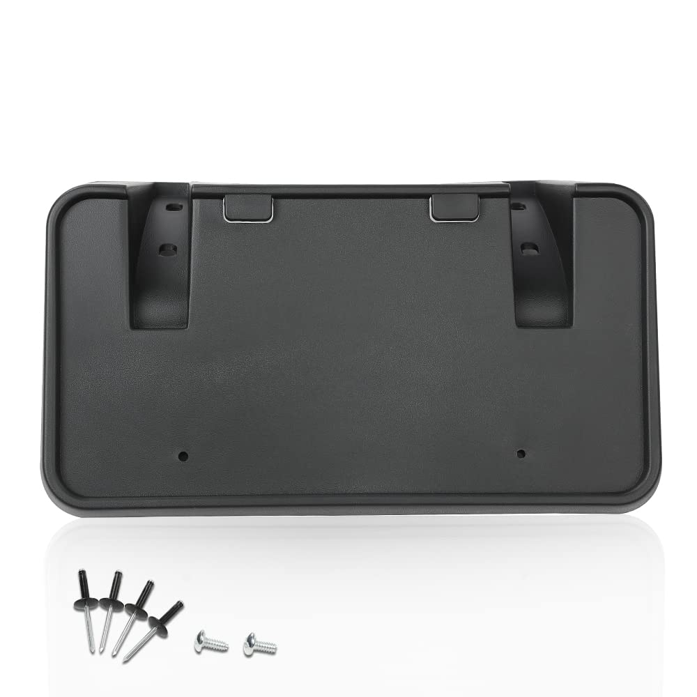 G-PLUS Black Front Bumper License Plate Frame Bracket Holder Fit Ford F250 F350 F450 F550 Super Duty 1999-2004/Fit Excursion 2000-2004 (Include License Plate Screws&Mounting Hardware)