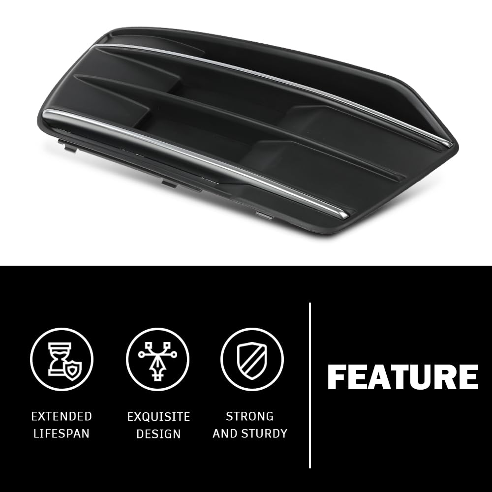 G-PLUS Front Bumper Fog Light Grille Bezel Insert Left Driver Side Compatible with Audi Q5 2018-2020 80A807679DRU6 80A807245