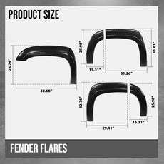 G-PLUS Fender Flares 4PCS for Chevy Tahoe 2007-2014 Black Additional Angle
