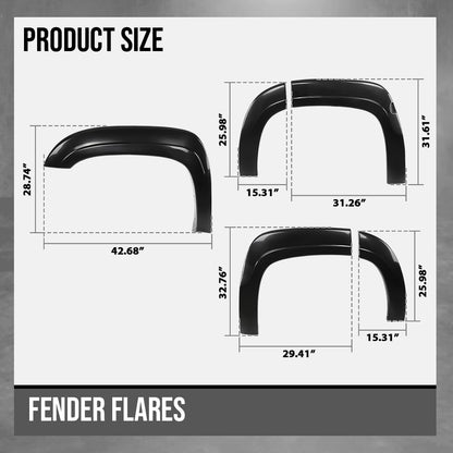G-PLUS Fender Flares Compatible with Chevy Tahoe 2007-2014 Not Fit LTZ Models Black