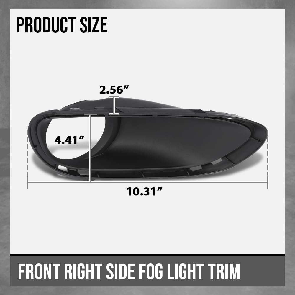 G-PLUS Fog Light Trim Driving Lamp Front Passenger Right Side Hand Compatible with Porsche Cayenne Turbo 2011 2012 2013 2014, Fit Porsche Cayenne Turbo S 2013-2014 95850509400, PO1039105 Black