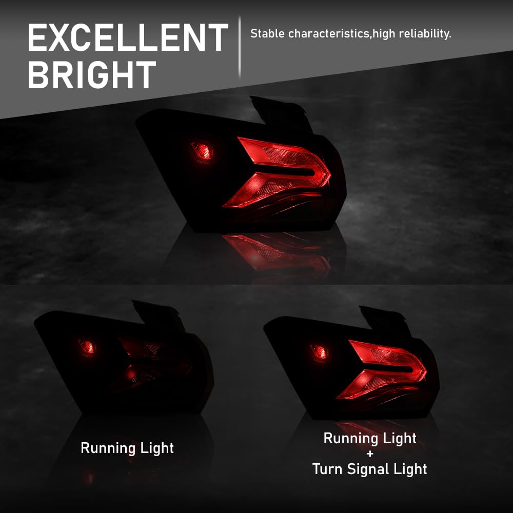 G-PLUS Outer Left+Right Side Tail Light Assembly Rear Brake Lamp Taillight Pair Compatible with Chevy Equinox 2022-2024 85608640, 85132582 Red