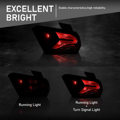 G-PLUS Outer Left+Right Side Tail Light Assembly Rear Brake Lamp Taillight Pair Compatible with Chevy Equinox 2022-2024 85608640, 85132582 Red