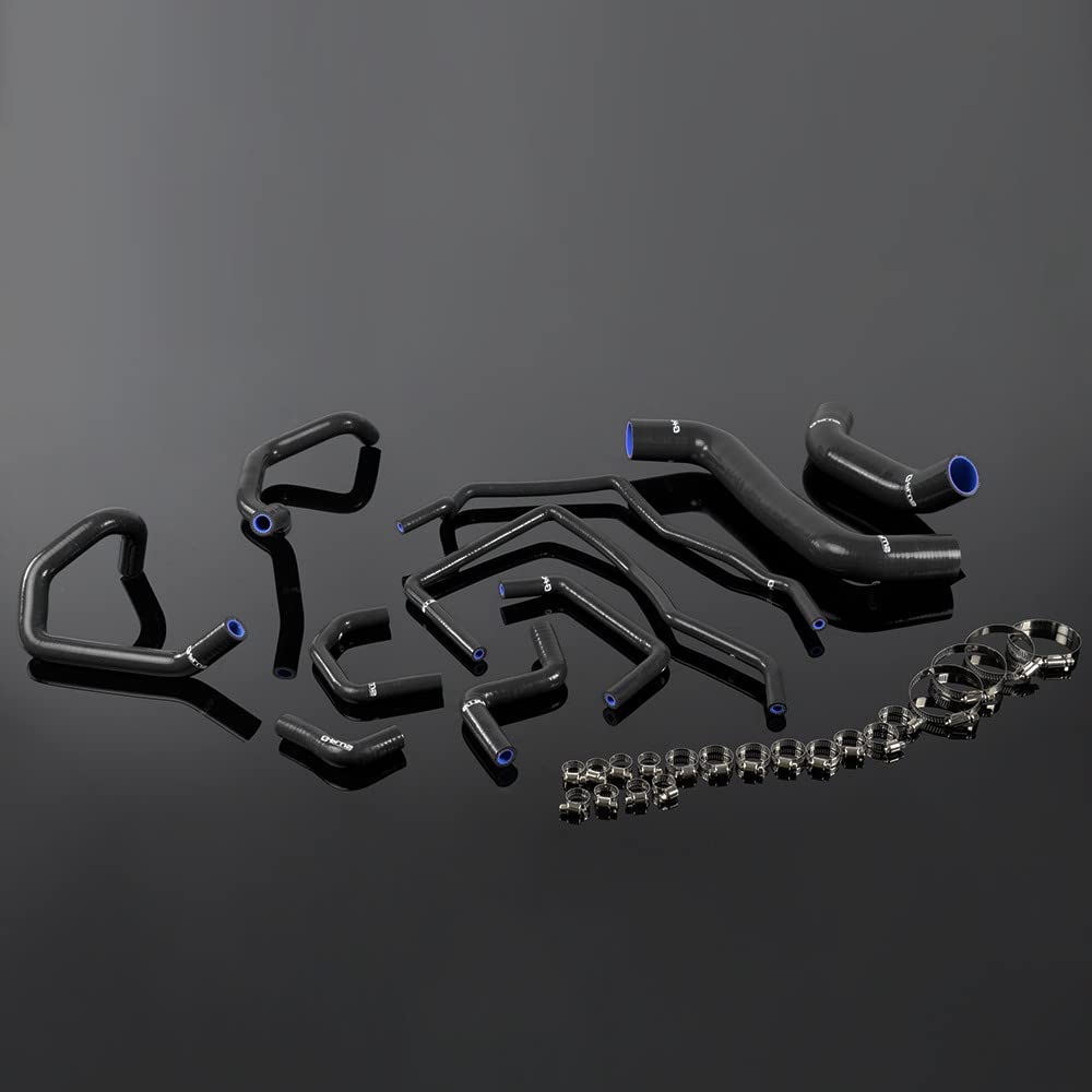 G-PLUS Silicone Radiator Coolant Tube Hose Kit Clamps Compatible With Subaru Impreza WRX MK10 GRB/GH 2008 2009 2010 2011 Black