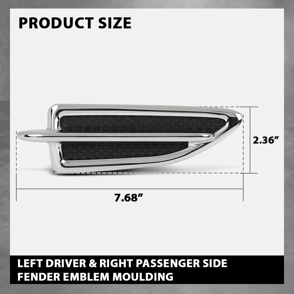 G-PLUS Pair Fender Vent Insert Chrome Molding Trim, Compatible with Ford Escape 2013-2015, LH Driver & RH Passenger Side, CJ5Z16228AB, CJ5Z16228AA, FO1267100, FO1266100
