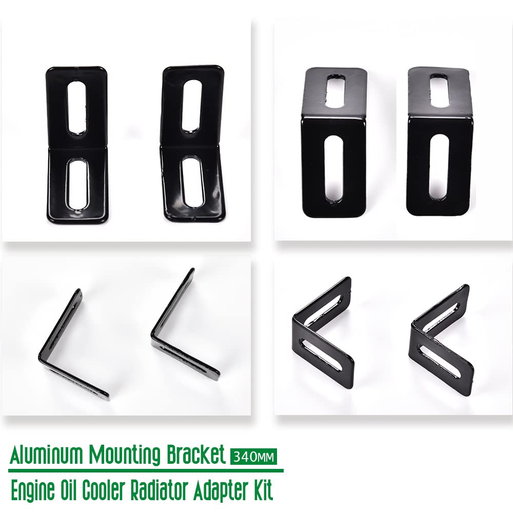 G-PLUS Universal Oil Cooler Radiator Adapter Kit Compatible With Universal 340MM Aluminum Engine Mounting Bracket Replacement (Long)