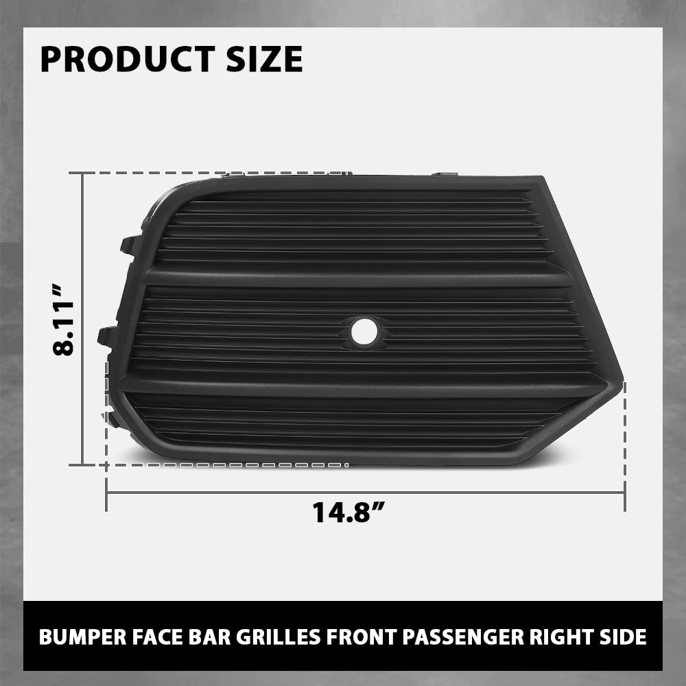 G-PLUS Front Right Bumper Face Bar Grille, Compatible with Audi Q3 Premium 2017 2018/ Prestige 2016-2017/ Q3 Quattro Premium 2016-2018, Passenger Side Exterior Outside Fog Light Cover
