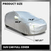 Car Cover Waterproof All Weather For Universal SUV,Full Exterior Cover with Door Zipper and Cotton Lining,Outdoor Rain Sun Snow UV Protection, Indoor Dust and Scratch Resistant YL (187*75*69 inch)
