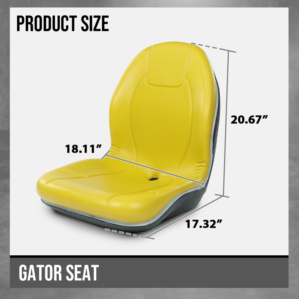G-PLUS High Back Tractor Seat Compatible with John Deere Compact Utility Tractors: 655, 755, 756, 855 for 2305, 2320, 2520, 2720, Might Have to Replace Existing Kill Switch Yellow