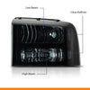 G-PLUS Headlights Assembly, Compatible with 2005 2006 2007 Ford F250 F350 Super Duty Bumper Headlamps,Smoky Lens Black Housing Clear Reflector,Left & Right faros delanteros