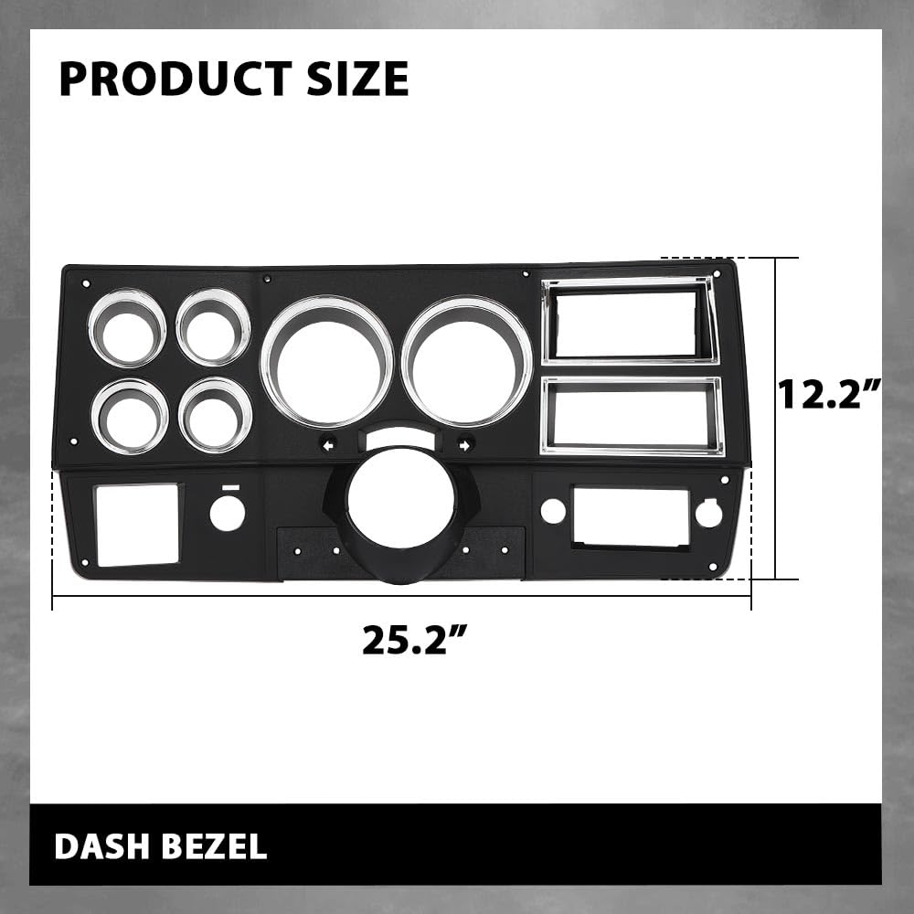 G-PLUS Dash Bezel Compatible with 1984-1987 Chevy GMC Truck Instrument Cluster Bezel w/Air Conditioning & Lower Column Cover (w/o Wiper Switch Hole) Replace for 14057869