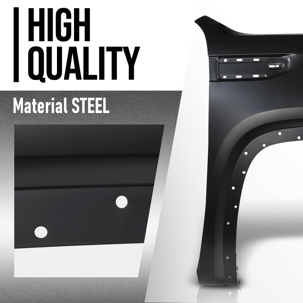 G-PLUS Front Right Fender Compatible with GMC Sierra 1500 2019 2020 2021 2022 2023 84496745, GM1241413 Black