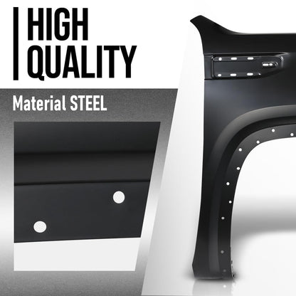 G-PLUS Front Right Fender Compatible with GMC Sierra 1500 2019 2020 2021 2022 2023 84496745, GM1241413 Black
