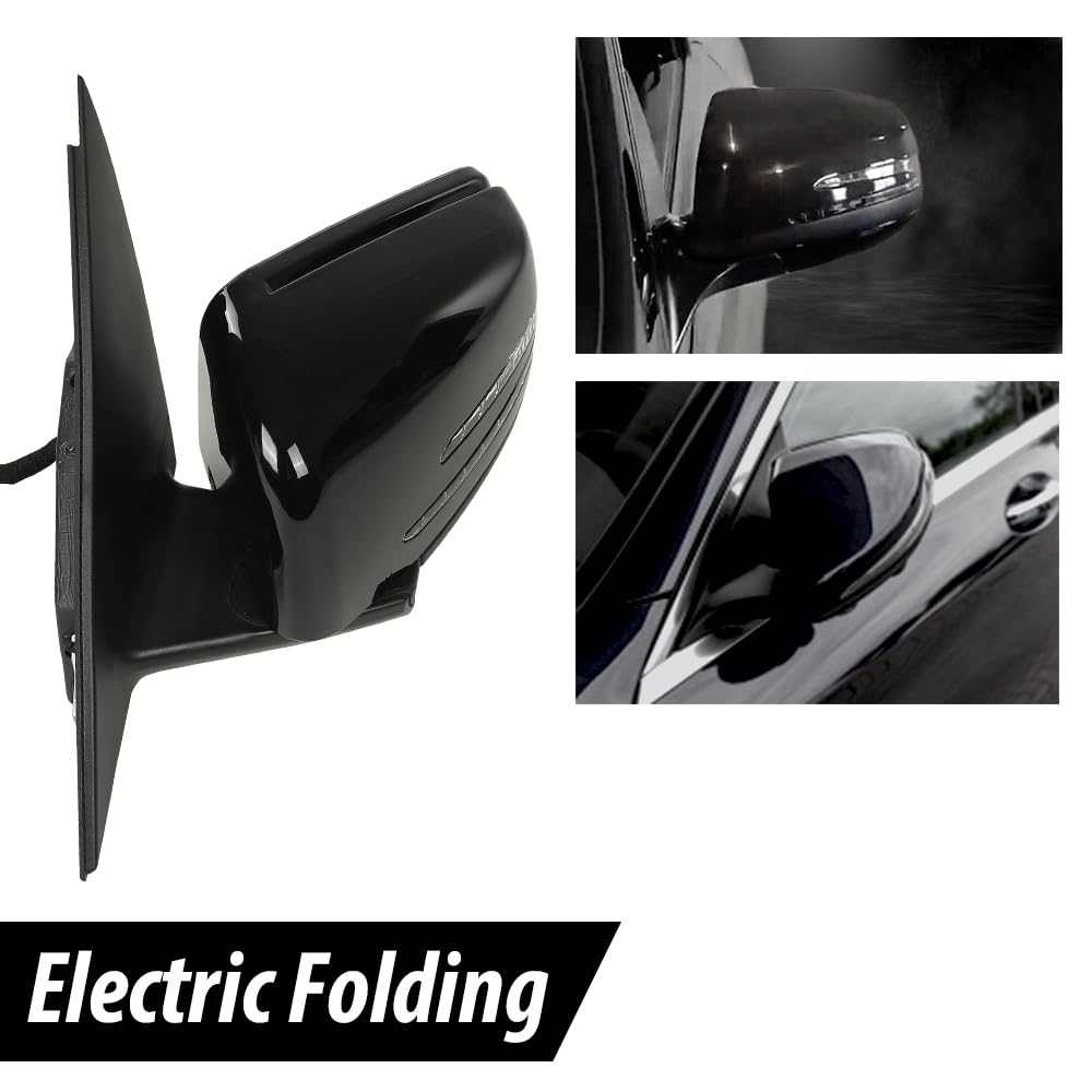 G-PLUS Rear View Mirror Driver and Passenger Side Compatible with Benz C Class W204 C200 C180 C300 2008-2013/Not Fit the Coupe 2048106376 2048106476 Glossy Black