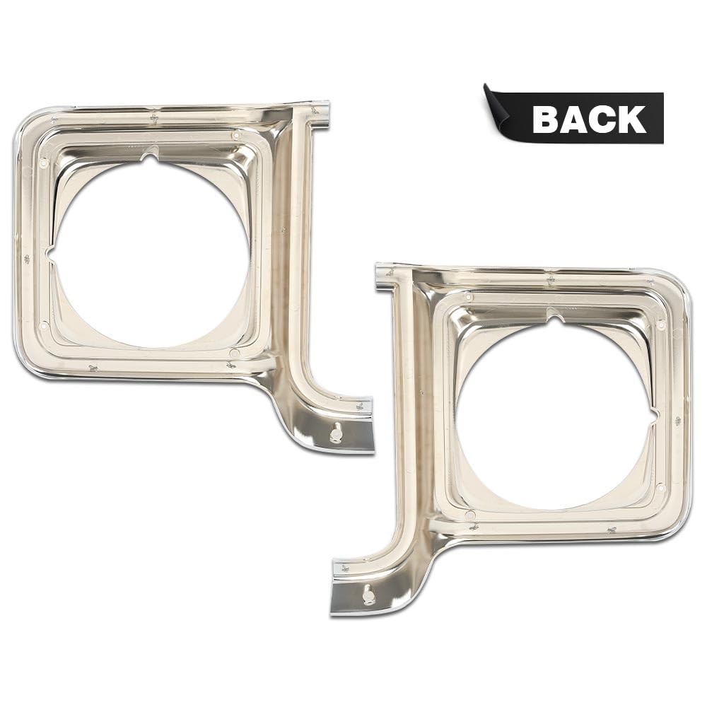 G-PLUS Headlight Trim Bezel Headlight Door Chrome Silver Compatible with Chevy Blazer GMC Jimmy 1973-1978 GM2513134, GM2512134, 376628, 376627 Driver & Passenger Pair
