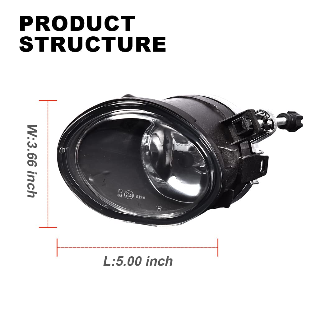 G-PLUS Fog Lights Compatible With 2001-2005 BMW 3 Series E46 2000-2003 M3/M5 (330 Series With ZHP & M-Tech Front Aero Package Only) BM2592122 / BM2593122 Fog Light Replacement